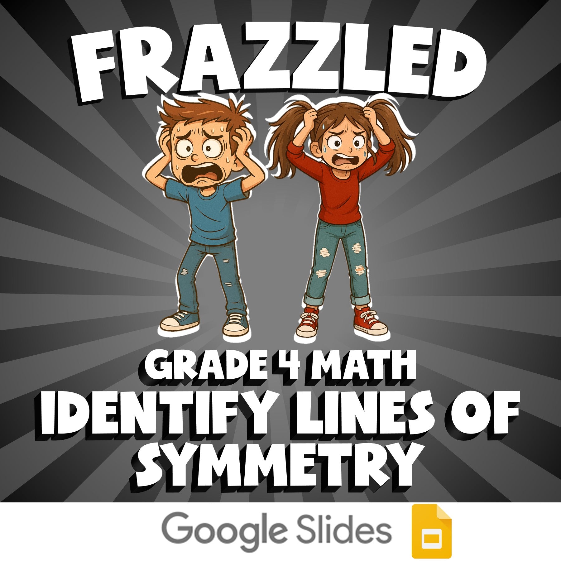 Identify Lines of Symmetry FRAZZLED Math Game - No Prep Grade 4 Review Activity