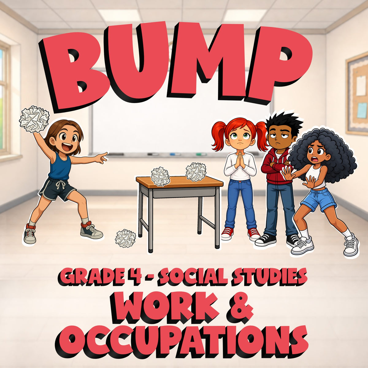 Work & Occupations BUMP Socials Game - No Prep Grade 4 Review Activity