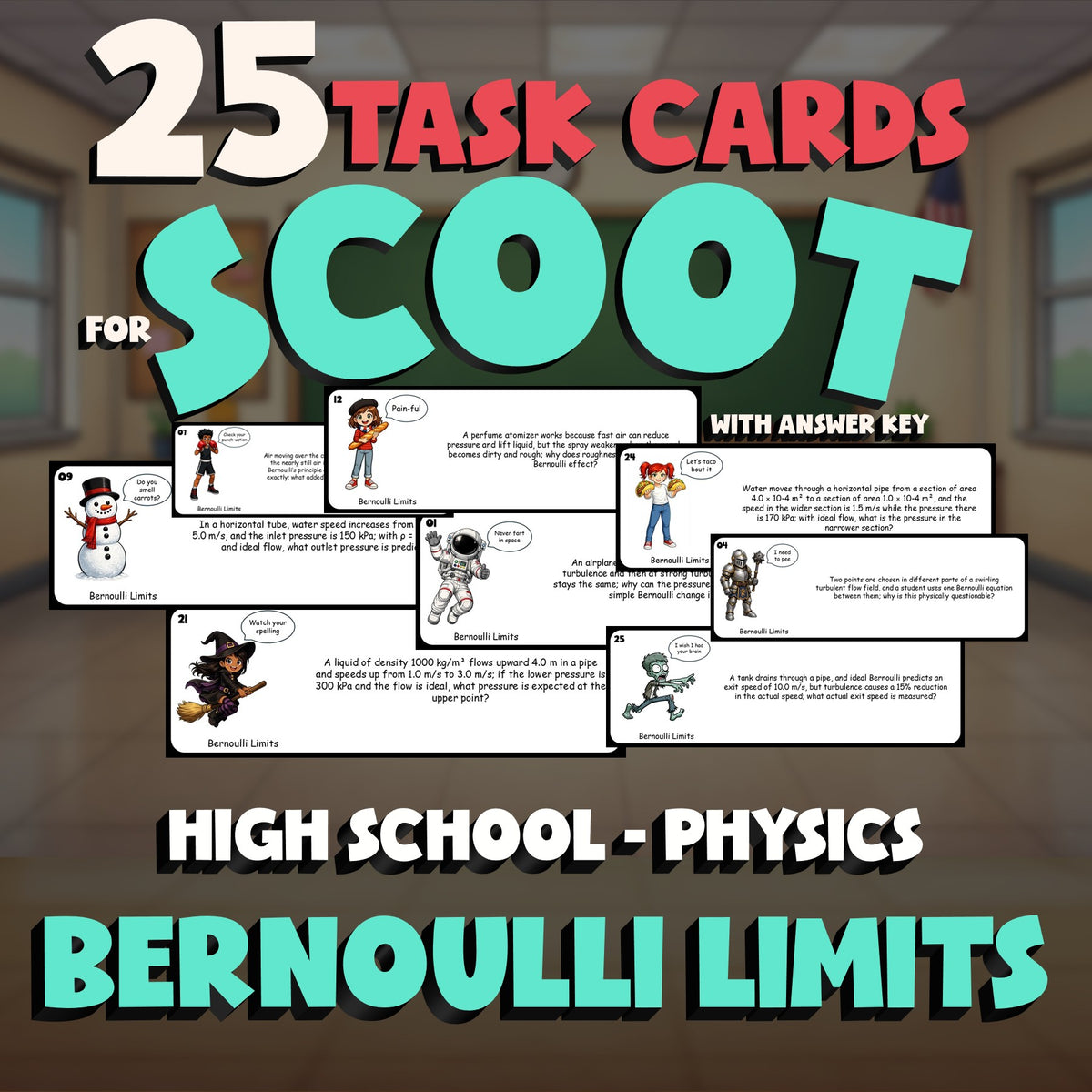 Bernoulli Limits SCOOT TASK CARDS Science Game - No Prep Physics Review Activity
