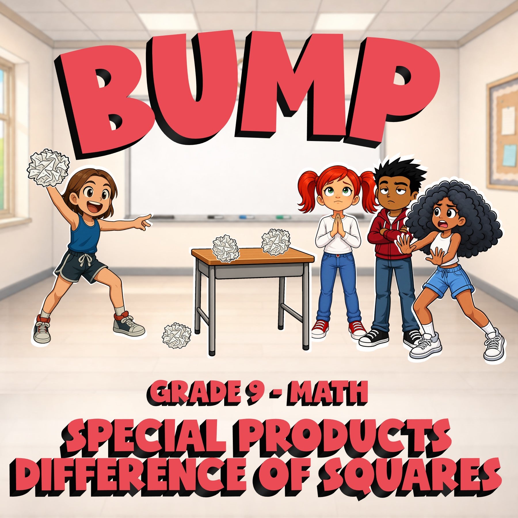 Special Products Difference of Squares BUMP Math Game - No Prep Grade 9 Review