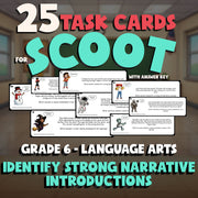 Identify Strong Narrative Introductions SCOOT TASK CARDS ELA Game - Grade 6