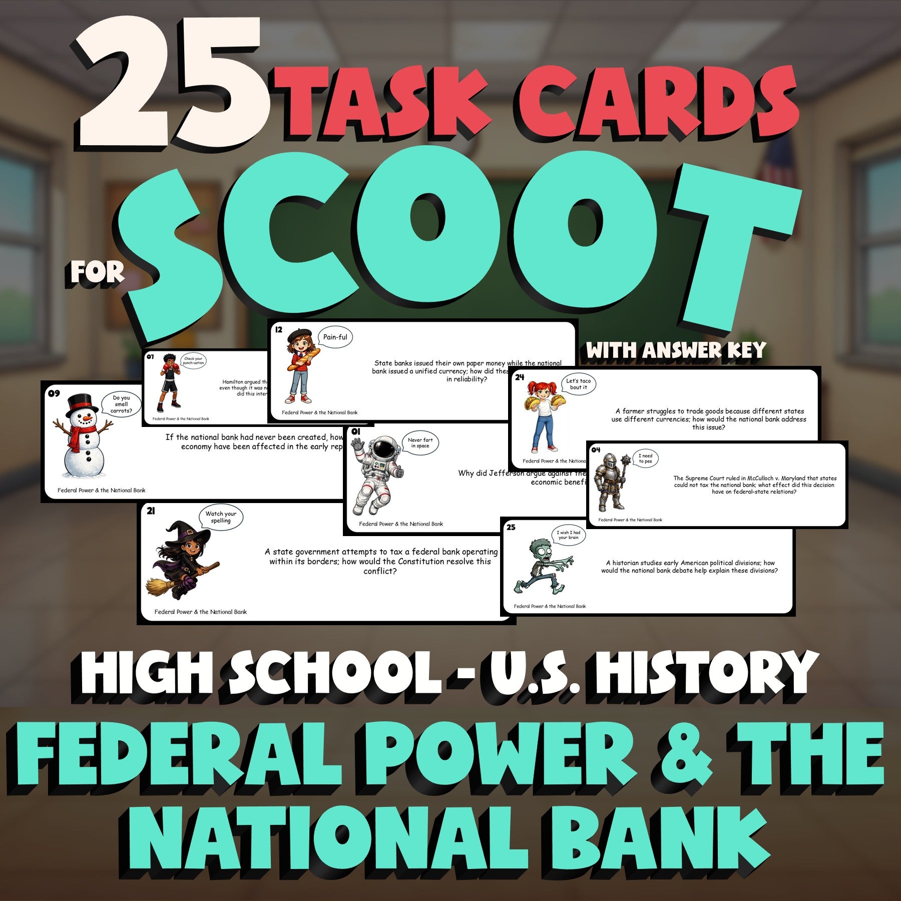 Federal Power & the National Bank SCOOT TASK CARDS U.S. History Game - No Prep