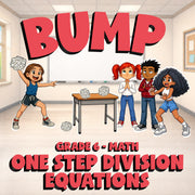 One Step Division Equations BUMP Math Game - No Prep Grade 6 Review Activity