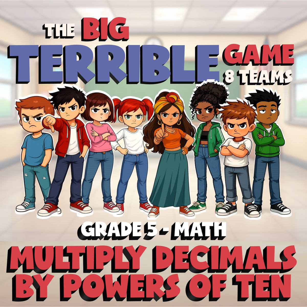 Multiply Decimals by Powers of Ten BIG TERRIBLE GAME - Grade 5 Math Review