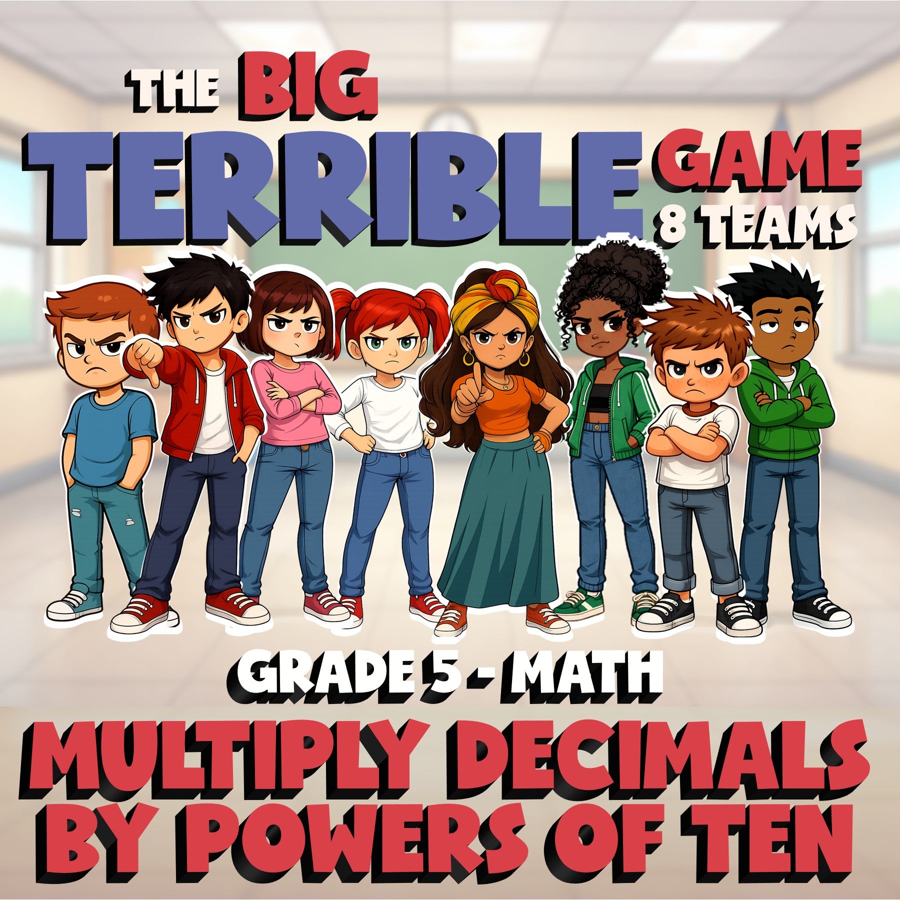 Multiply Decimals by Powers of Ten BIG TERRIBLE GAME - Grade 5 Math Review