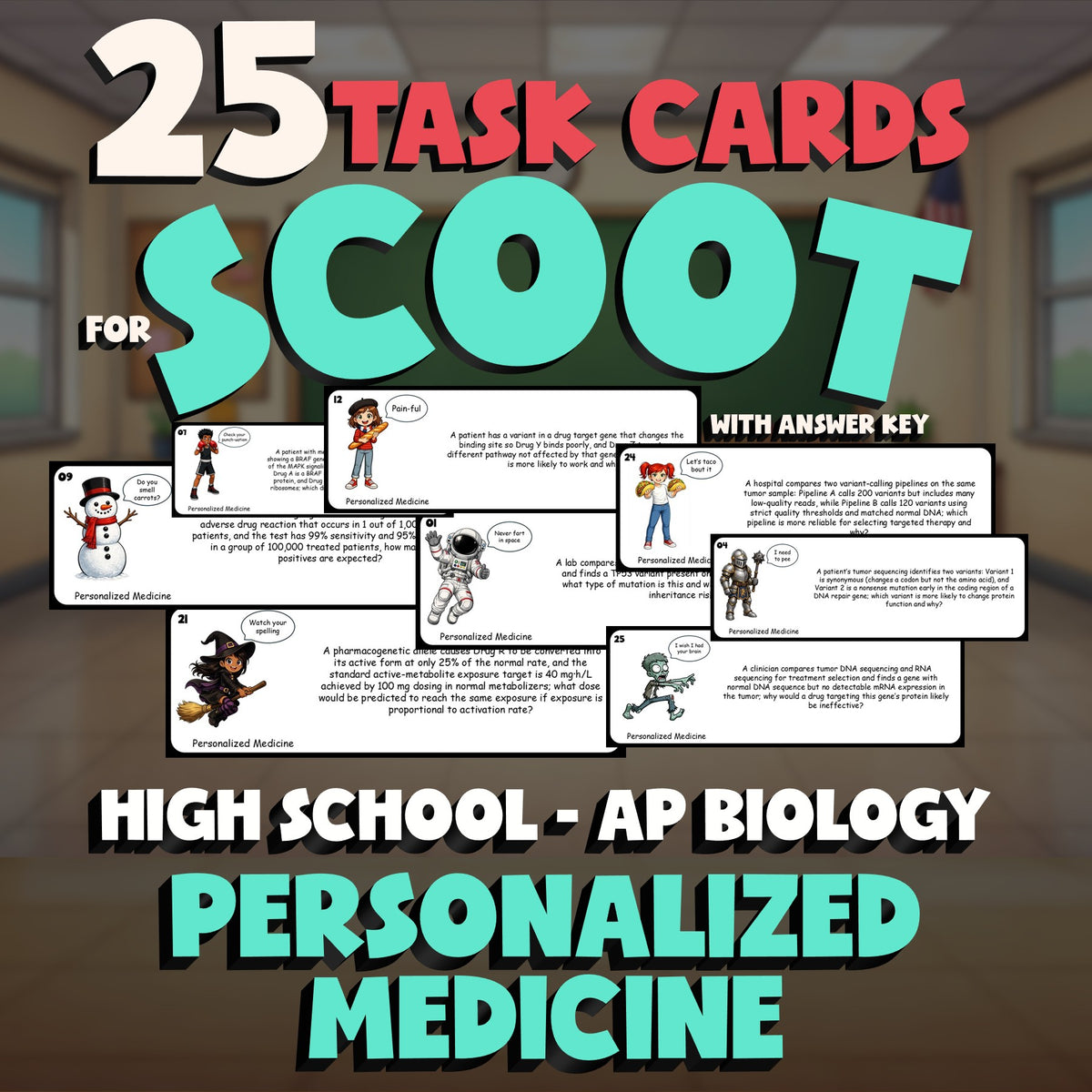 Personalized Medicine SCOOT TASK CARDS Science Game - No Prep AP Biology Review