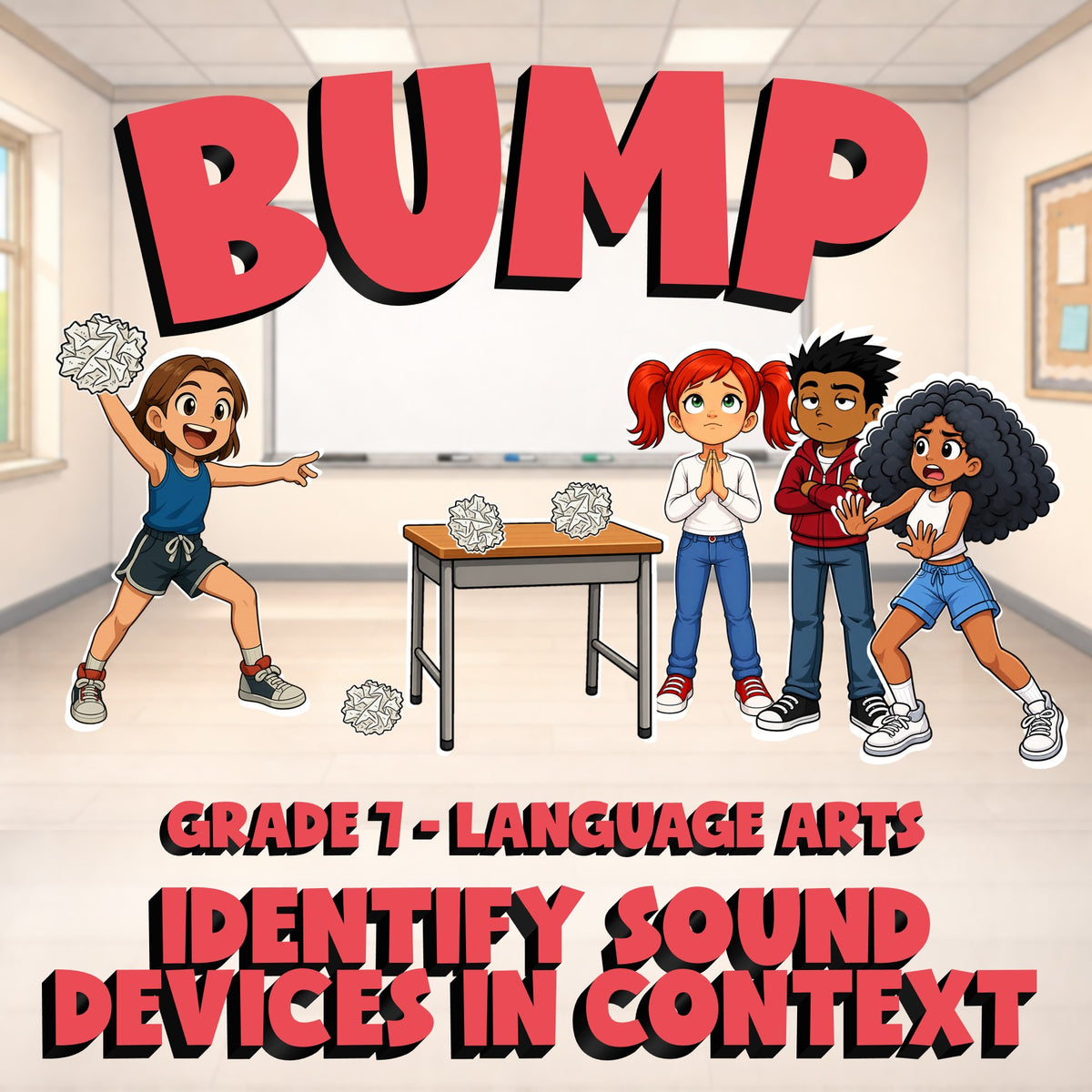 Identify Sound Devices in Context BUMP ELA Game - No Prep Grade 7 Review
