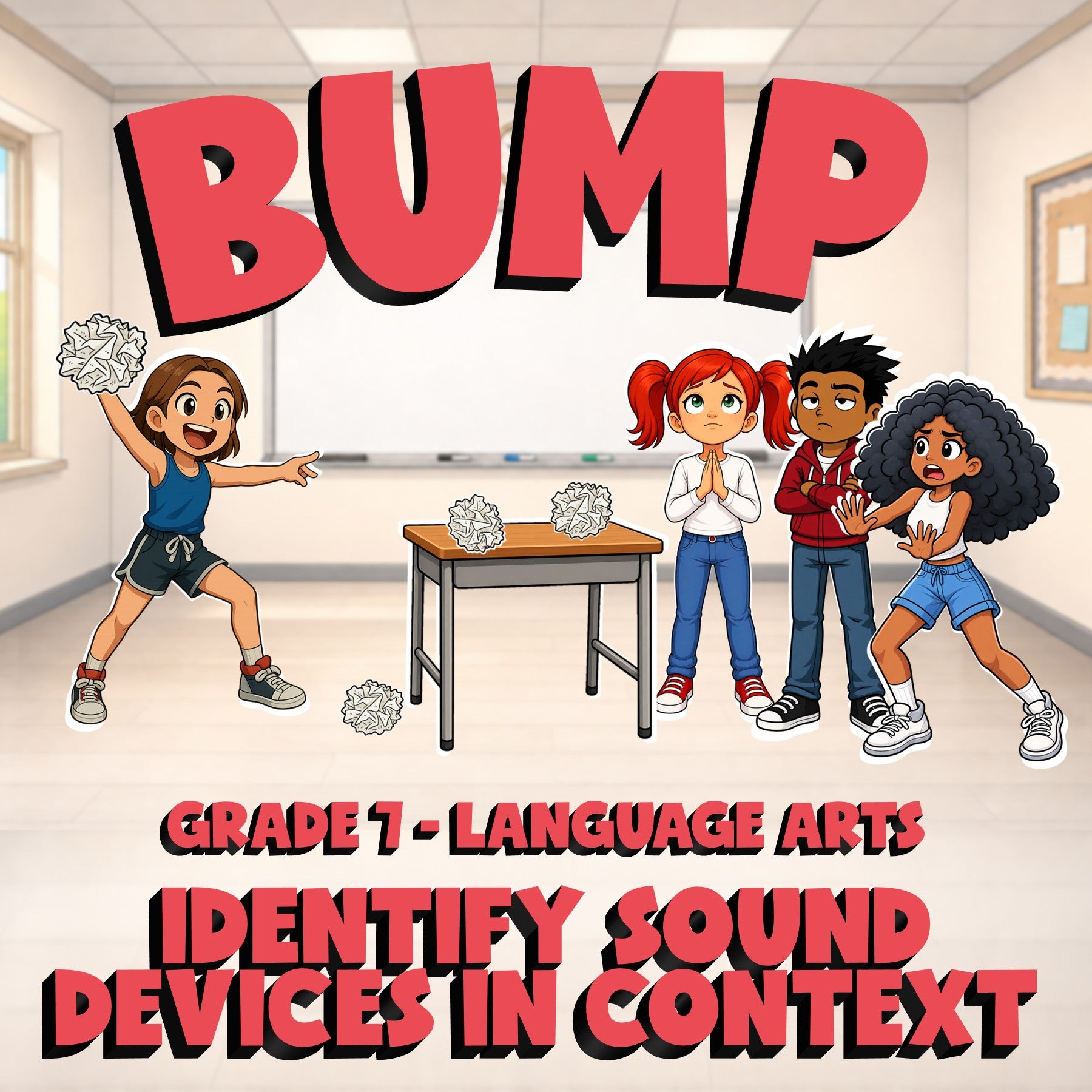 Identify Sound Devices in Context BUMP ELA Game - No Prep Grade 7 Review