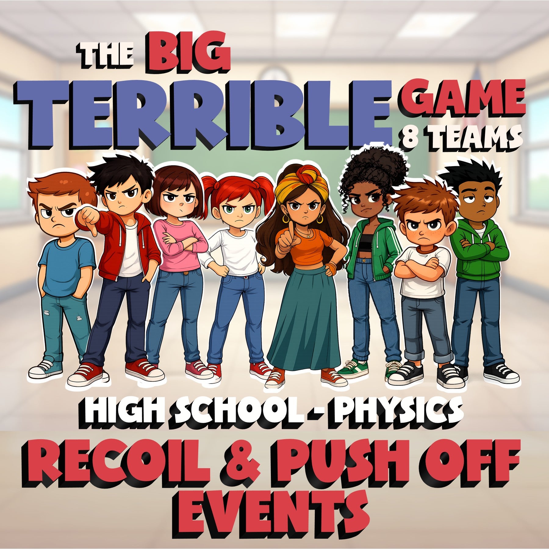 Recoil & Push Off Events BIG TERRIBLE GAME - No Prep Physics Science Review