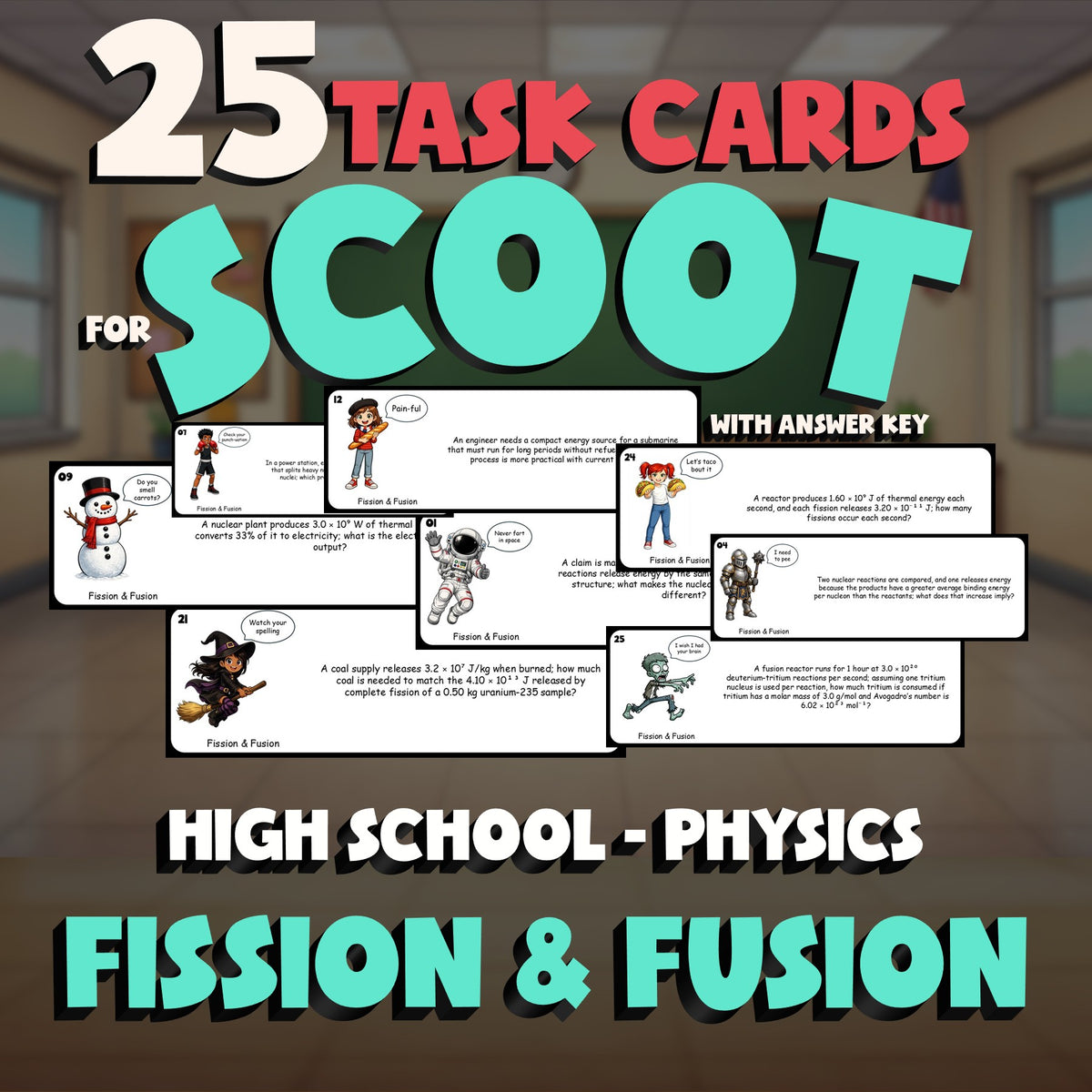 Fission & Fusion SCOOT TASK CARDS Science Game - No Prep Physics Review Activity