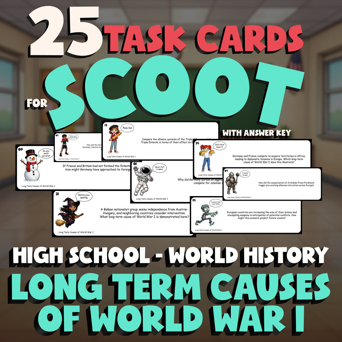 Long Term Causes of World War I SCOOT TASK CARDS Game - No Prep World History