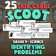 Identifying Problems SCOOT TASK CARDS Science Game - No Prep Grade 9 Review