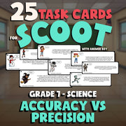 Accuracy vs Precision SCOOT TASK CARDS Science Game - No Prep Grade 7 Review