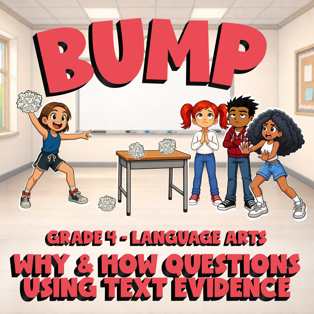 Why & How Questions Using Text Evidence BUMP ELA Game - No Prep Grade 4 Review