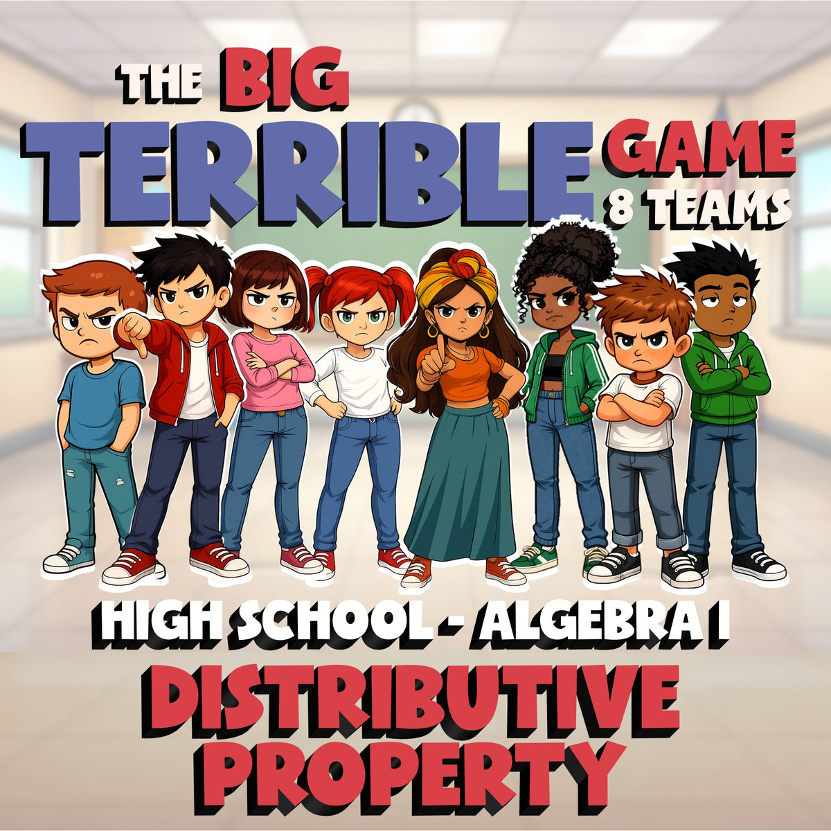 Distributive Property BIG TERRIBLE GAME - No Prep Algebra 1 Math Review Activity