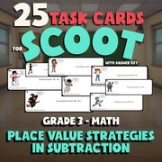 Place Value Strategies in Subtraction SCOOT TASK CARDS Math Game - Grade 3