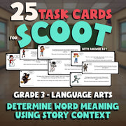 Determine Word Meaning Using Story Context SCOOT TASK CARDS ELA Game - Grade 3