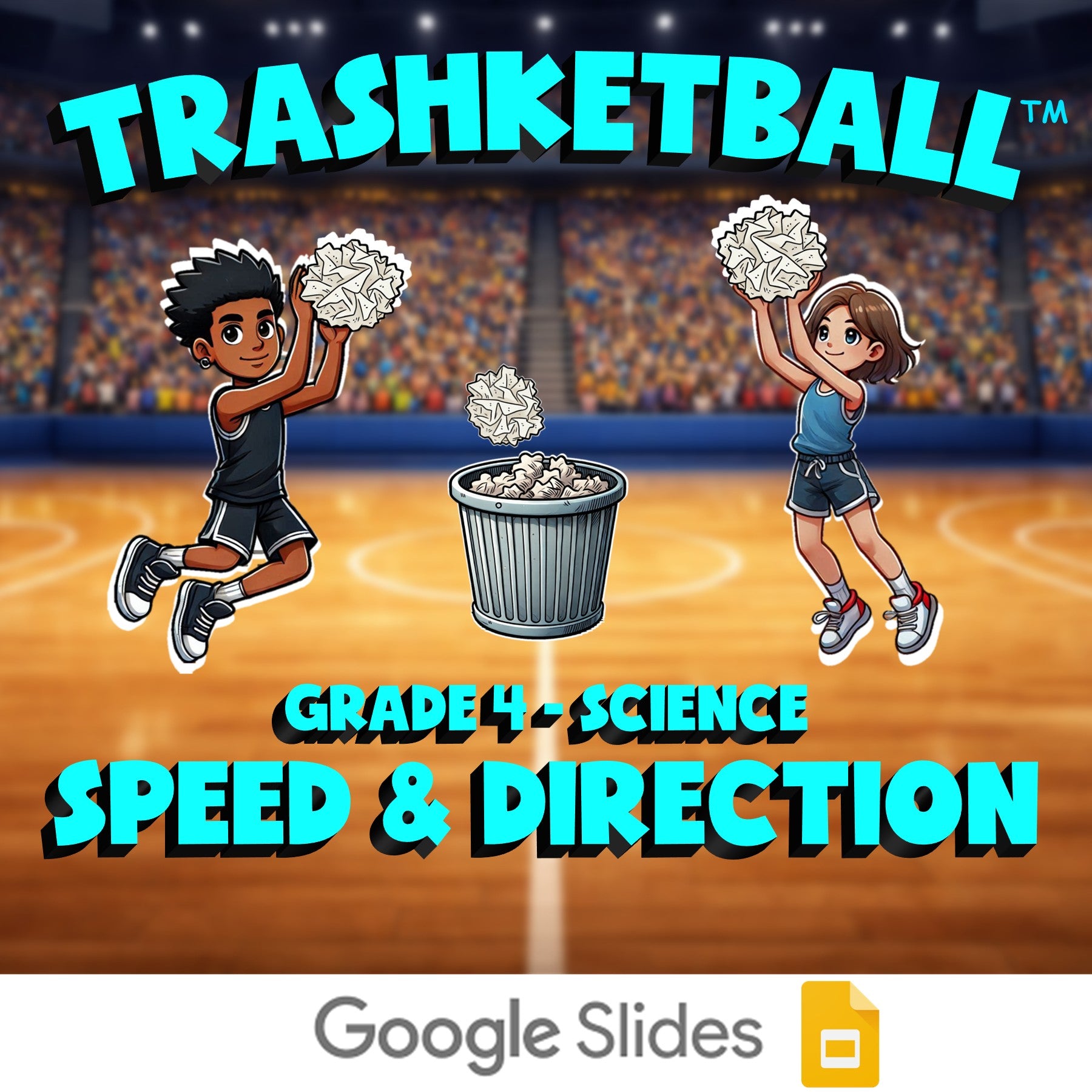 Speed & Direction TRASHKETBALL Science Game - No Prep Grade 4 Review Activity