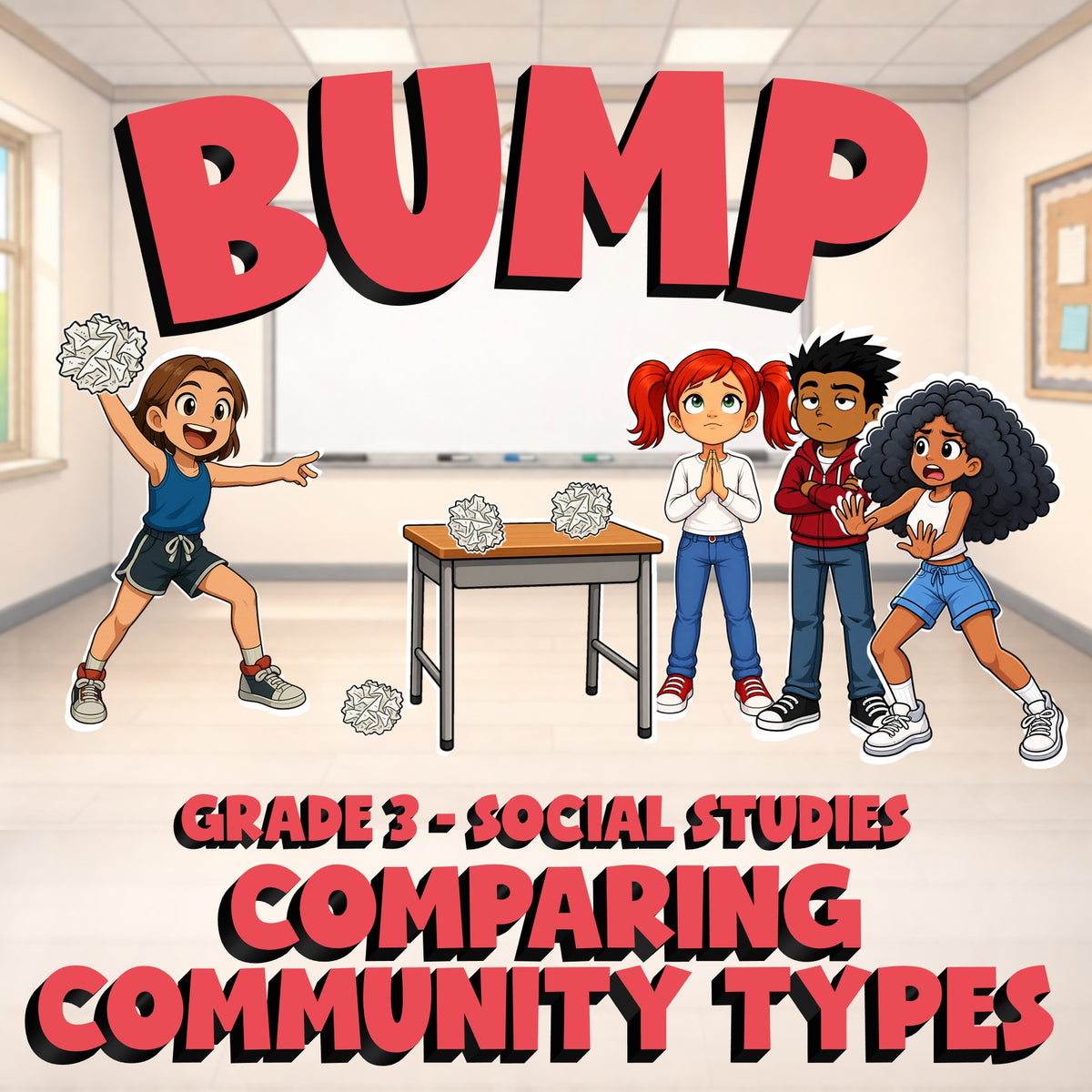 Comparing Community Types BUMP Socials Game - No Prep Grade 3 Review Activity
