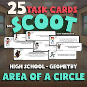Area of a Circle SCOOT TASK CARDS Math Game - No Prep Geometry Review Activity