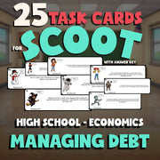 Managing Debt SCOOT TASK CARDS Economics Game - No Prep Review Activity