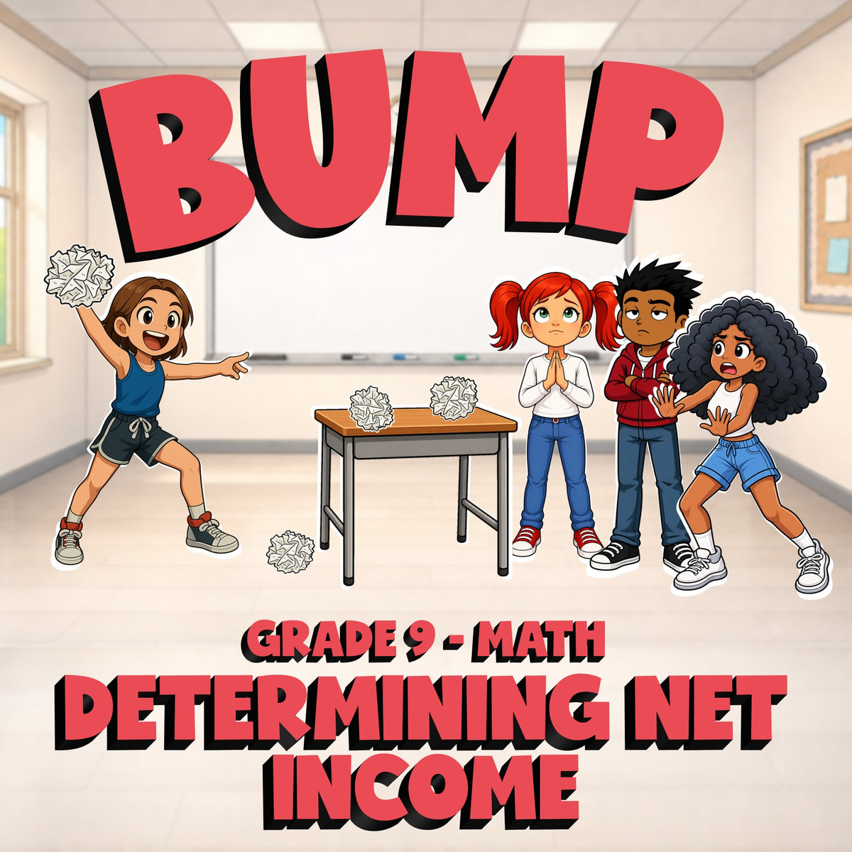 Determining Net Income BUMP Math Game - No Prep Grade 9 Review Activity