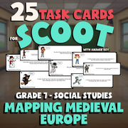 Mapping Medieval Europe SCOOT TASK CARDS Socials Game - No Prep Grade 7 Review