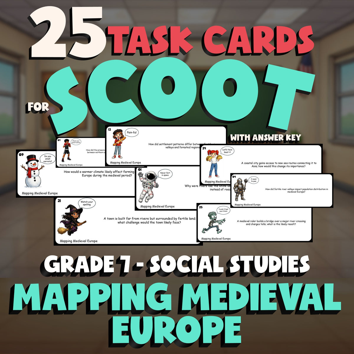 Mapping Medieval Europe SCOOT TASK CARDS Socials Game - No Prep Grade 7 Review