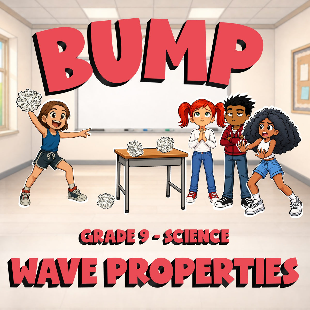 Wave Properties BUMP Science Game - No Prep Grade 9 Review Activity