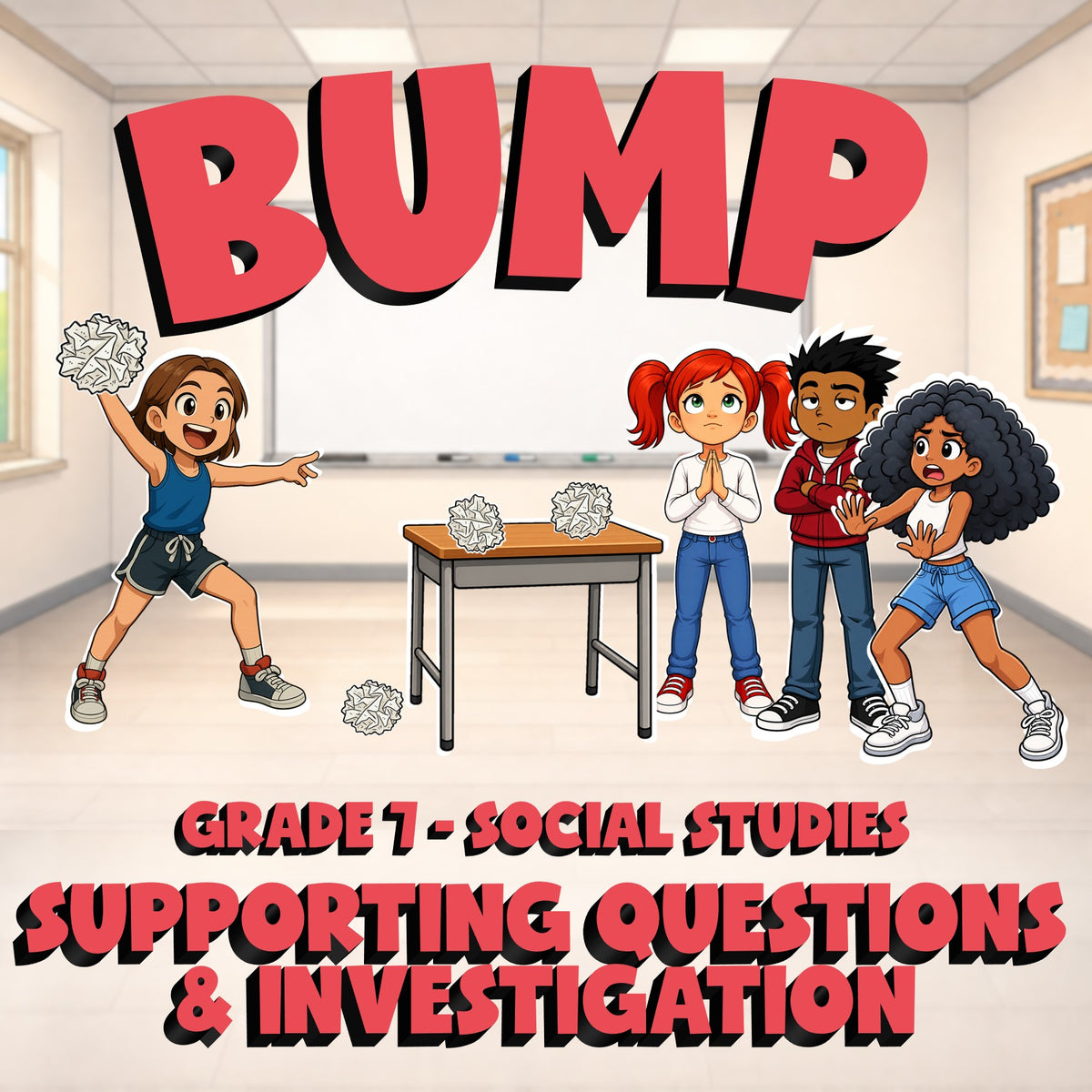 Supporting Questions & Investigation BUMP Socials Game - No Prep Grade 7 Review