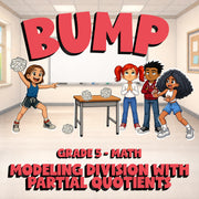 Modeling Division with Partial Quotients BUMP Math Game - No Prep Grade 5 Review