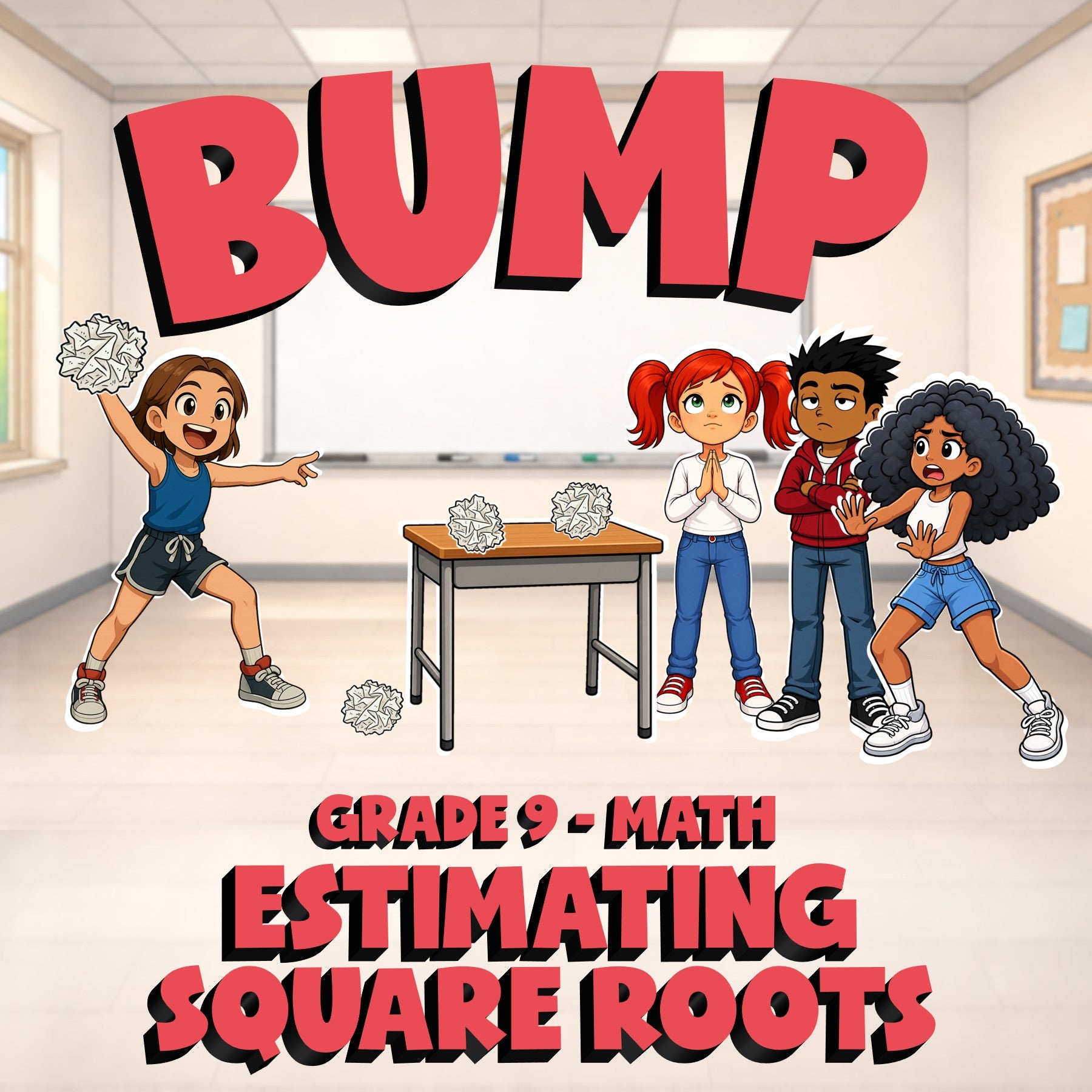 Estimating Square Roots BUMP Math Game - No Prep Grade 9 Review Activity