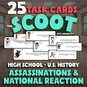 Assassinations & National Reaction SCOOT TASK CARDS U.S. History Game - No Prep
