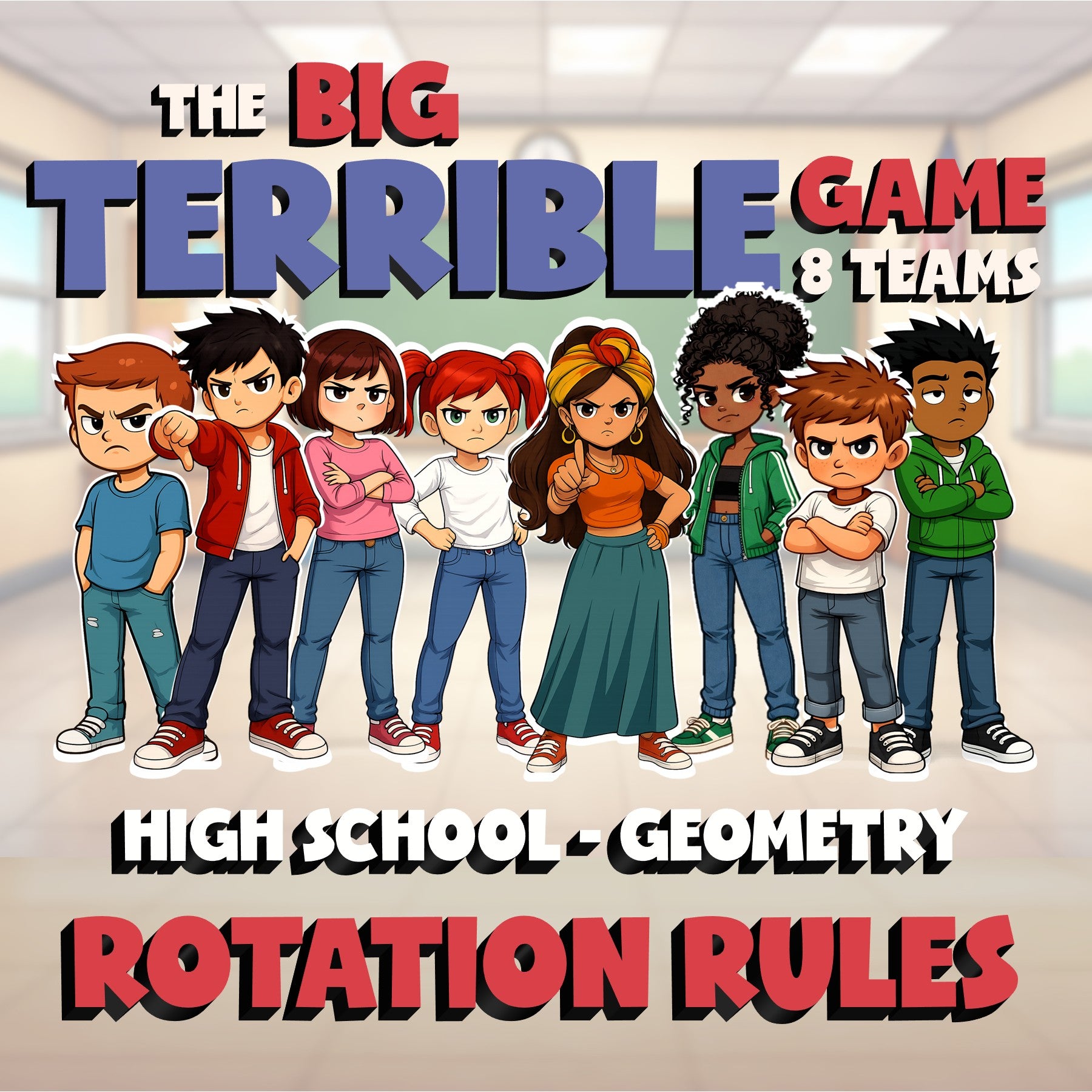 Rotation Rules BIG TERRIBLE GAME - No Prep Geometry Math Review Activity