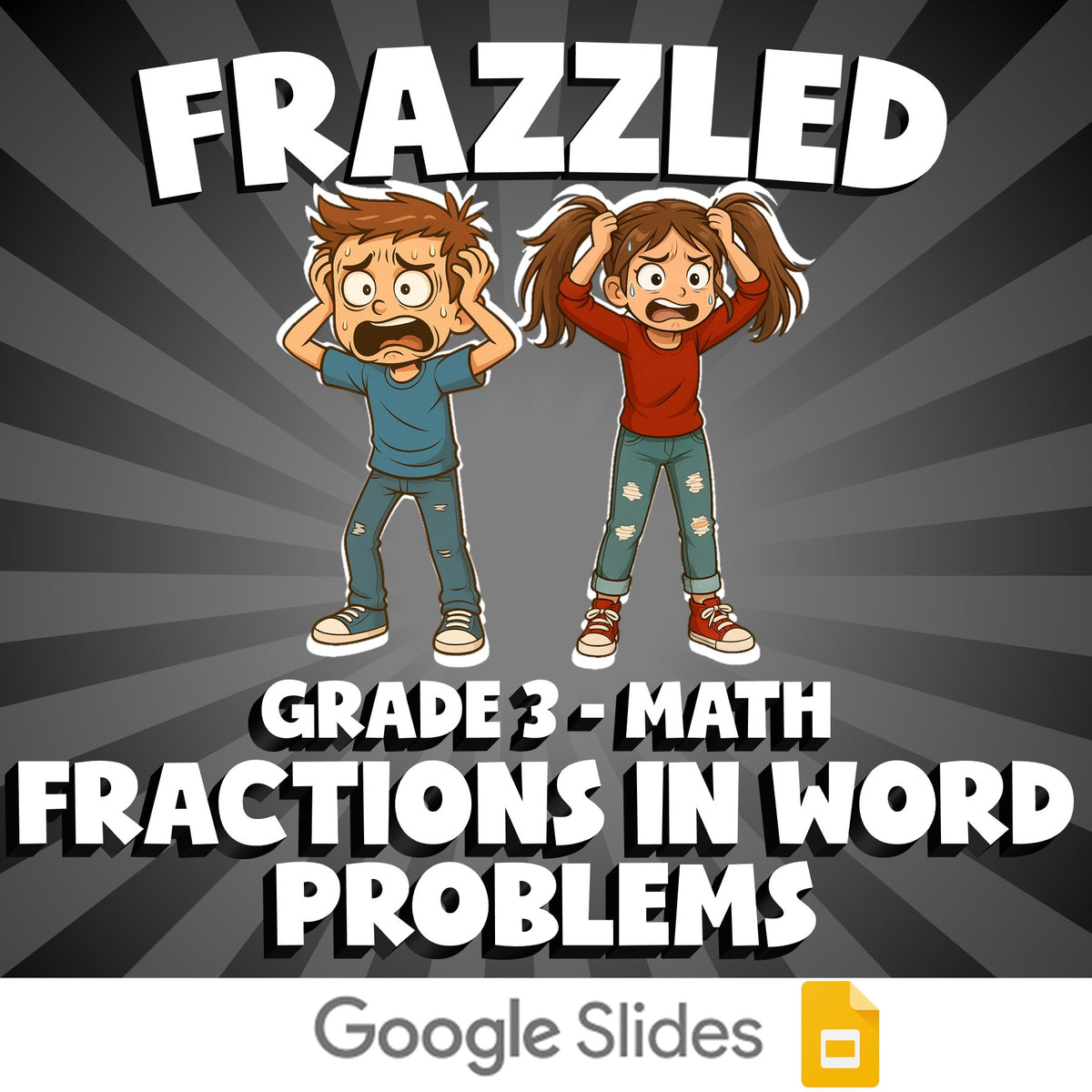 Fractions in Word Problems FRAZZLED Math Game - No Prep Grade 3 Review Activity