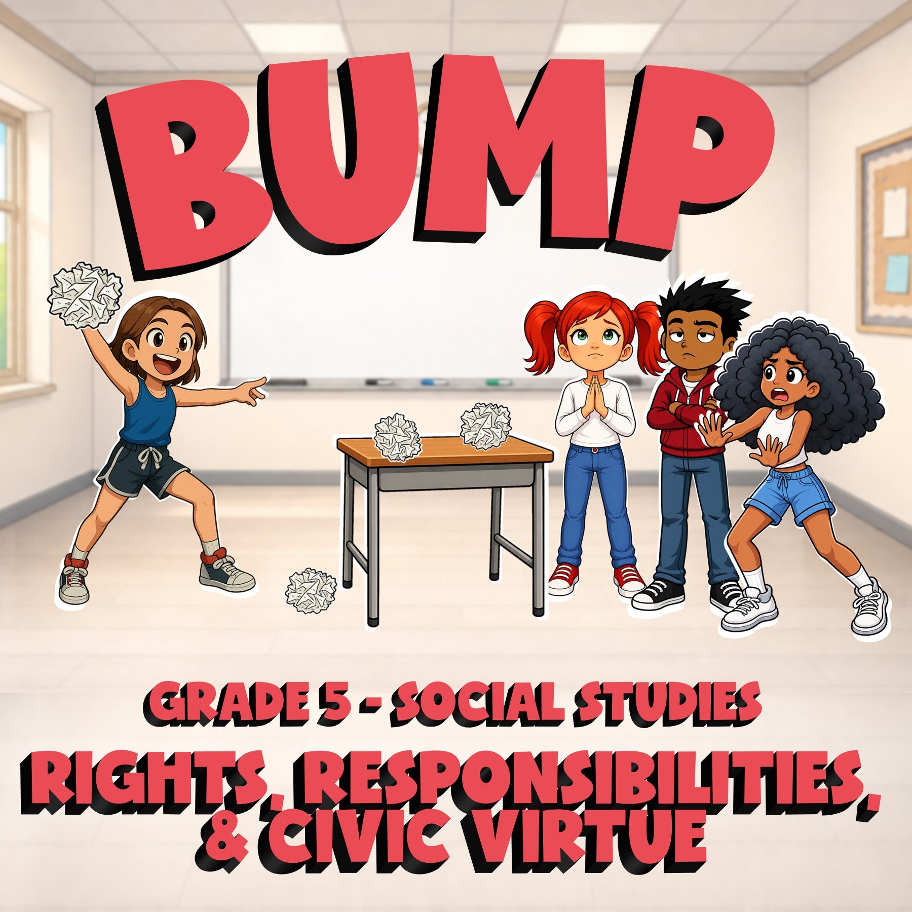 Rights, Responsibilities, & Civic Virtue BUMP Socials Game - No Prep Grade 5