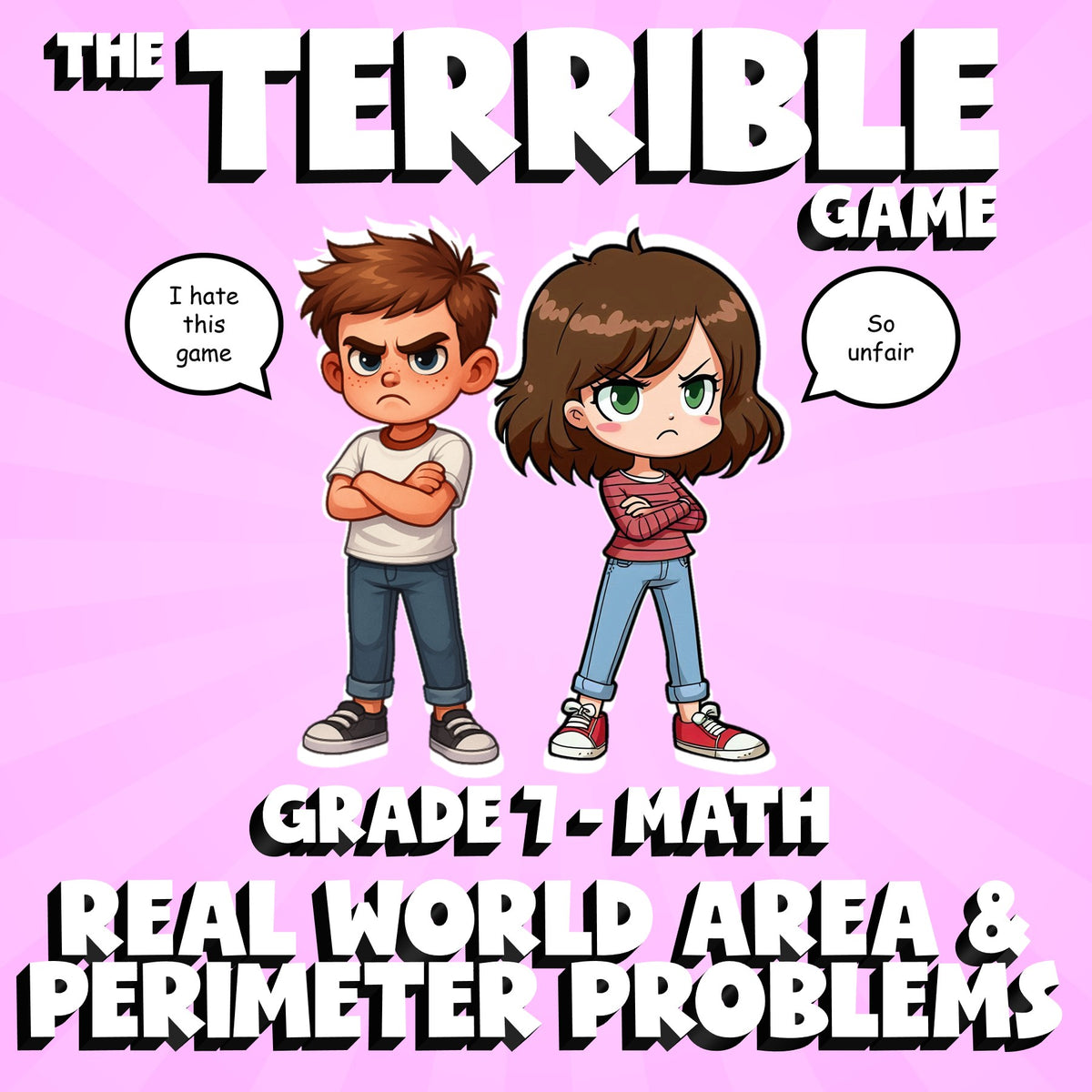 Real World Area & Perimeter Problems THE TERRIBLE GAME - Grade 7 Math Review