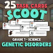 Genetic Disorders SCOOT TASK CARDS Science Game - No Prep Grade 7 Review