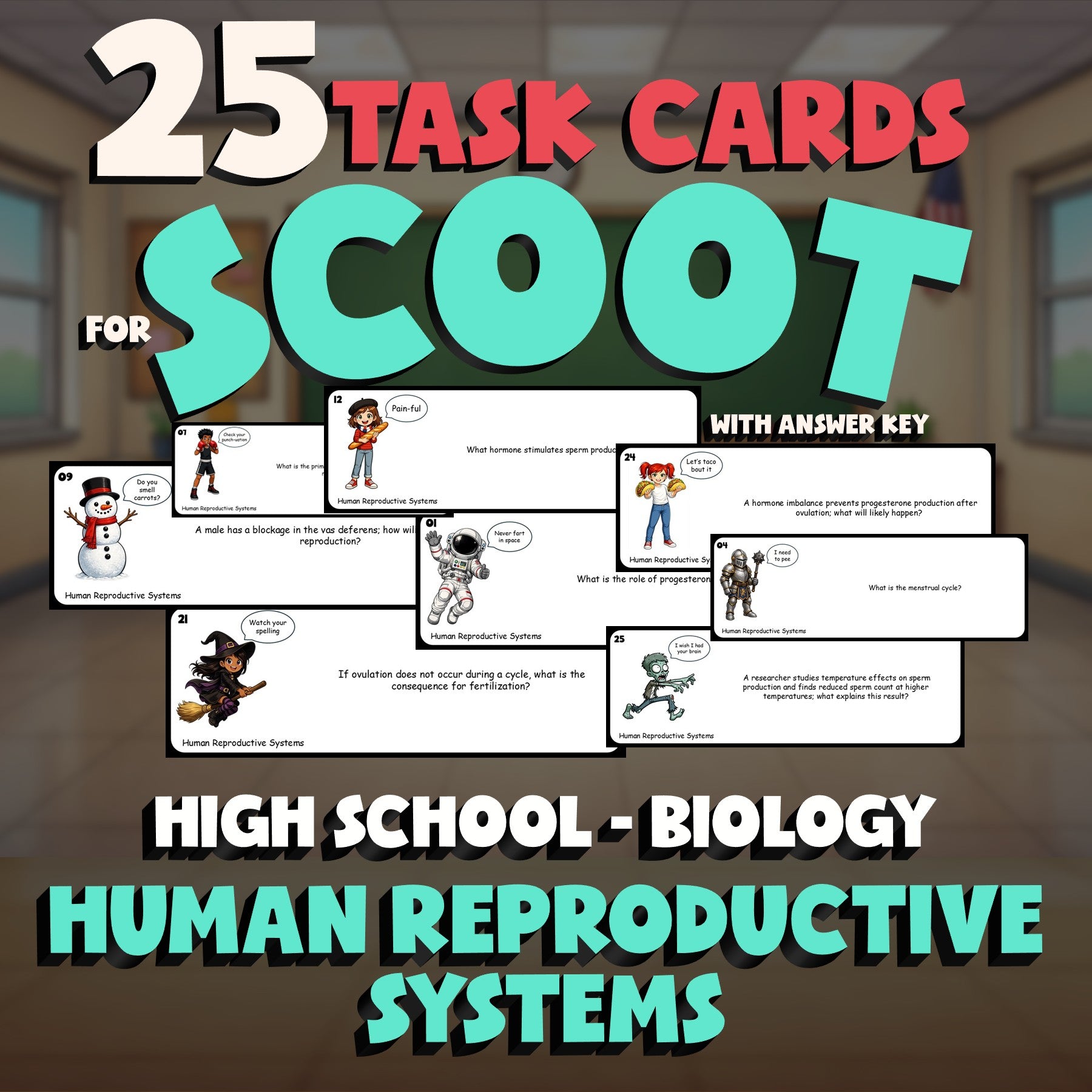 Human Reproductive Systems SCOOT TASK CARDS Science Game - No Prep Biology