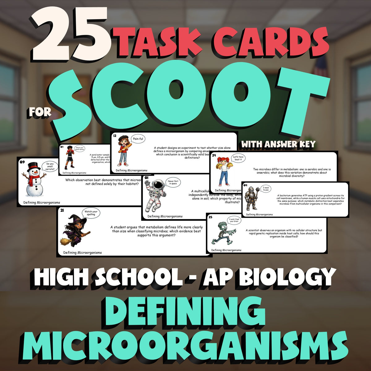 Defining Microorganisms SCOOT TASK CARDS Science Game - No Prep AP Biology