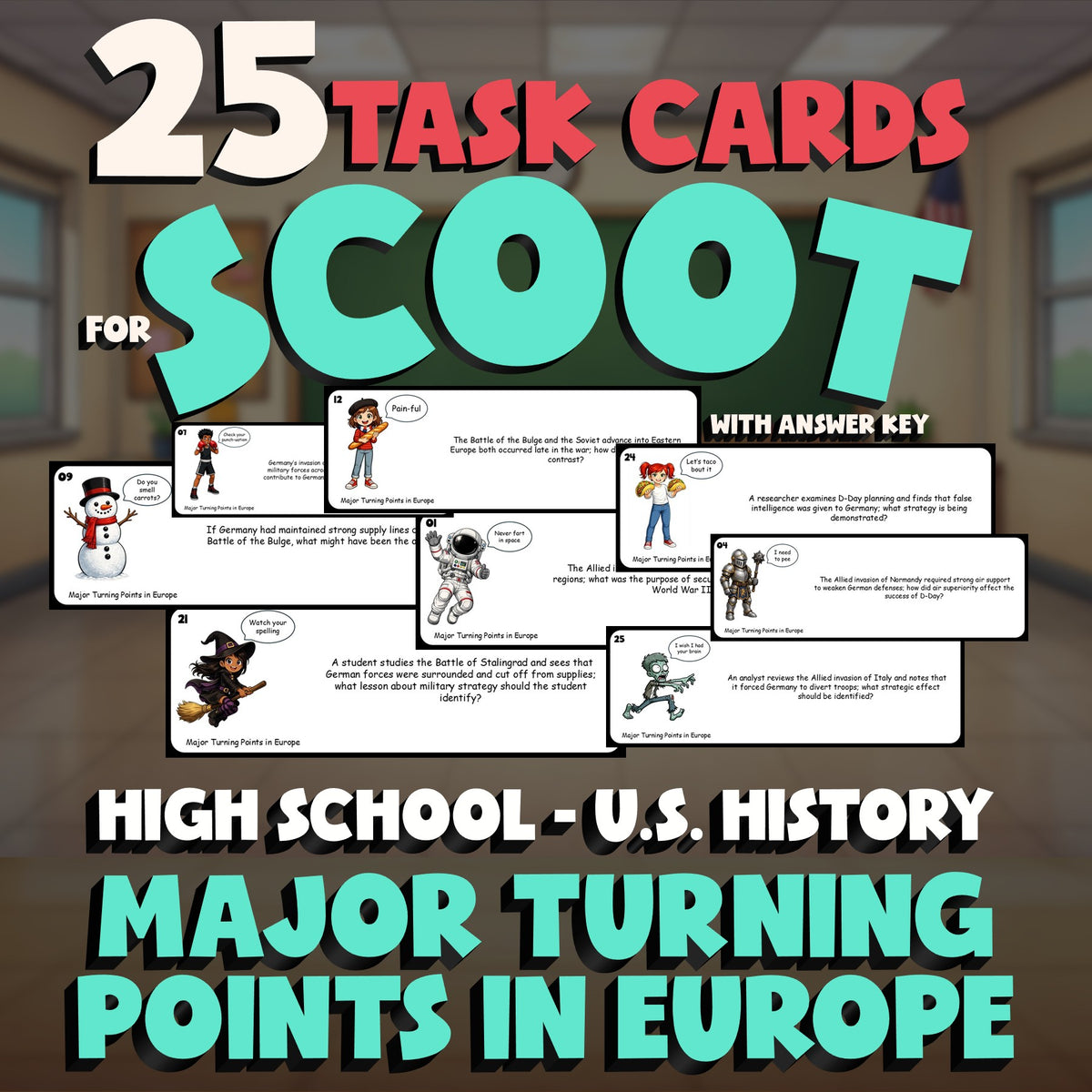 Major Turning Points in Europe SCOOT TASK CARDS U.S. History Game - No Prep