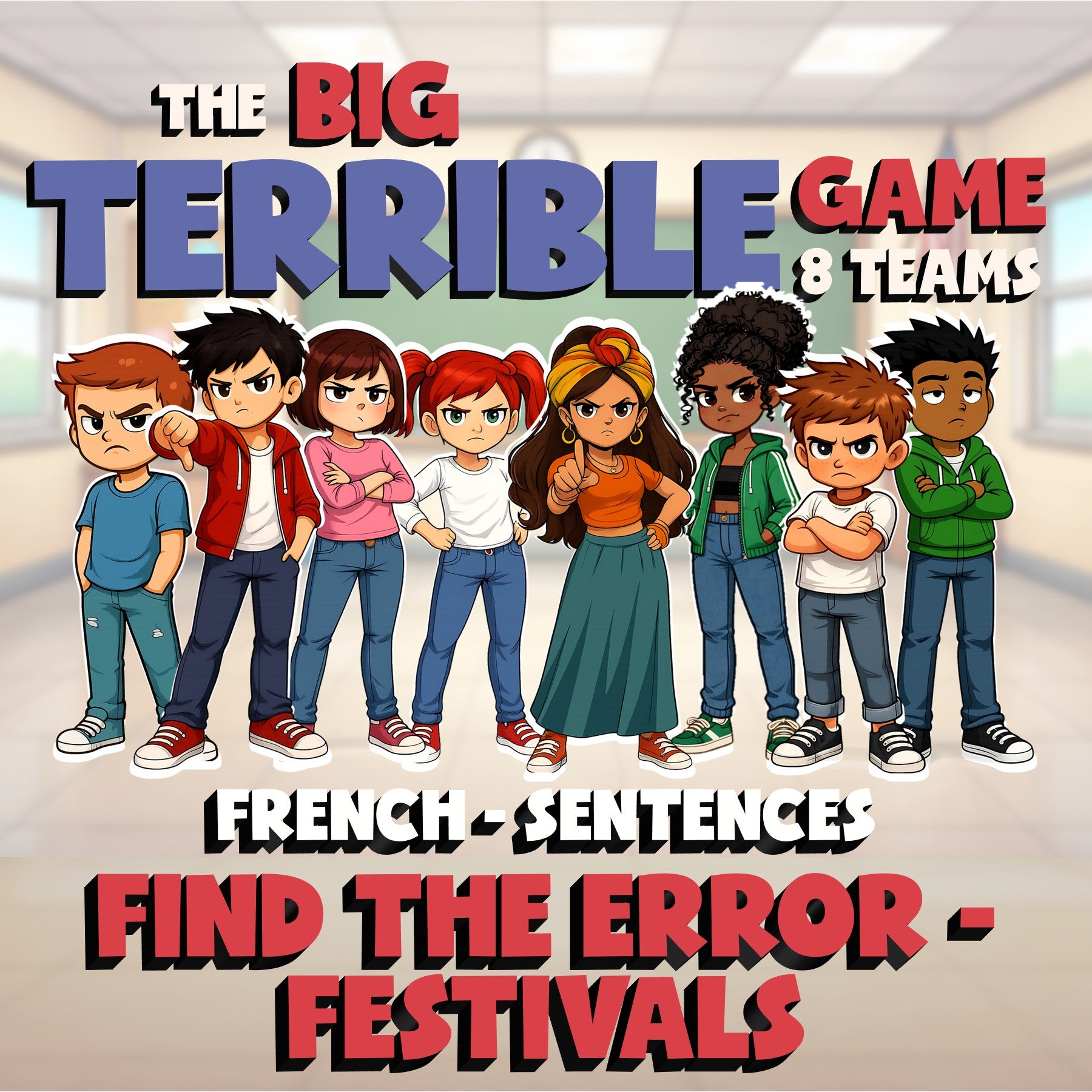 Find the Error - Festivals BIG TERRIBLE GAME - No Prep French Exercise Activity
