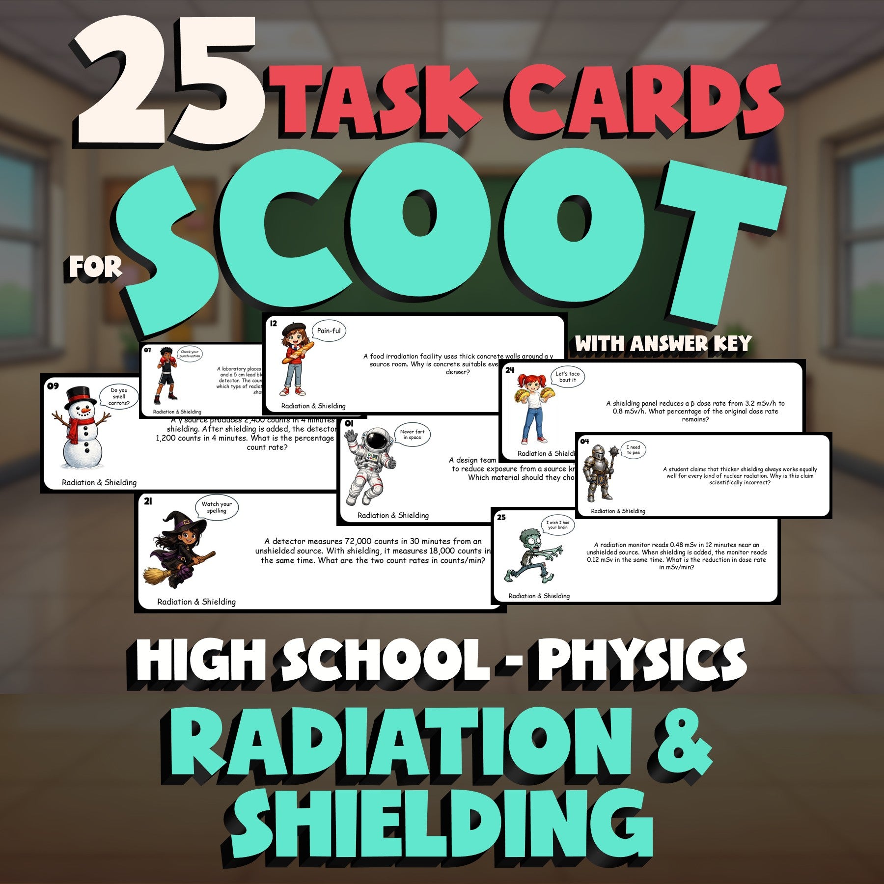 Radiation & Shielding SCOOT TASK CARDS Science Game - No Prep Physics Review