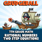 Rational Numbers Two Step Equations GRUDGEBALL Math Game - No Prep Grade 7