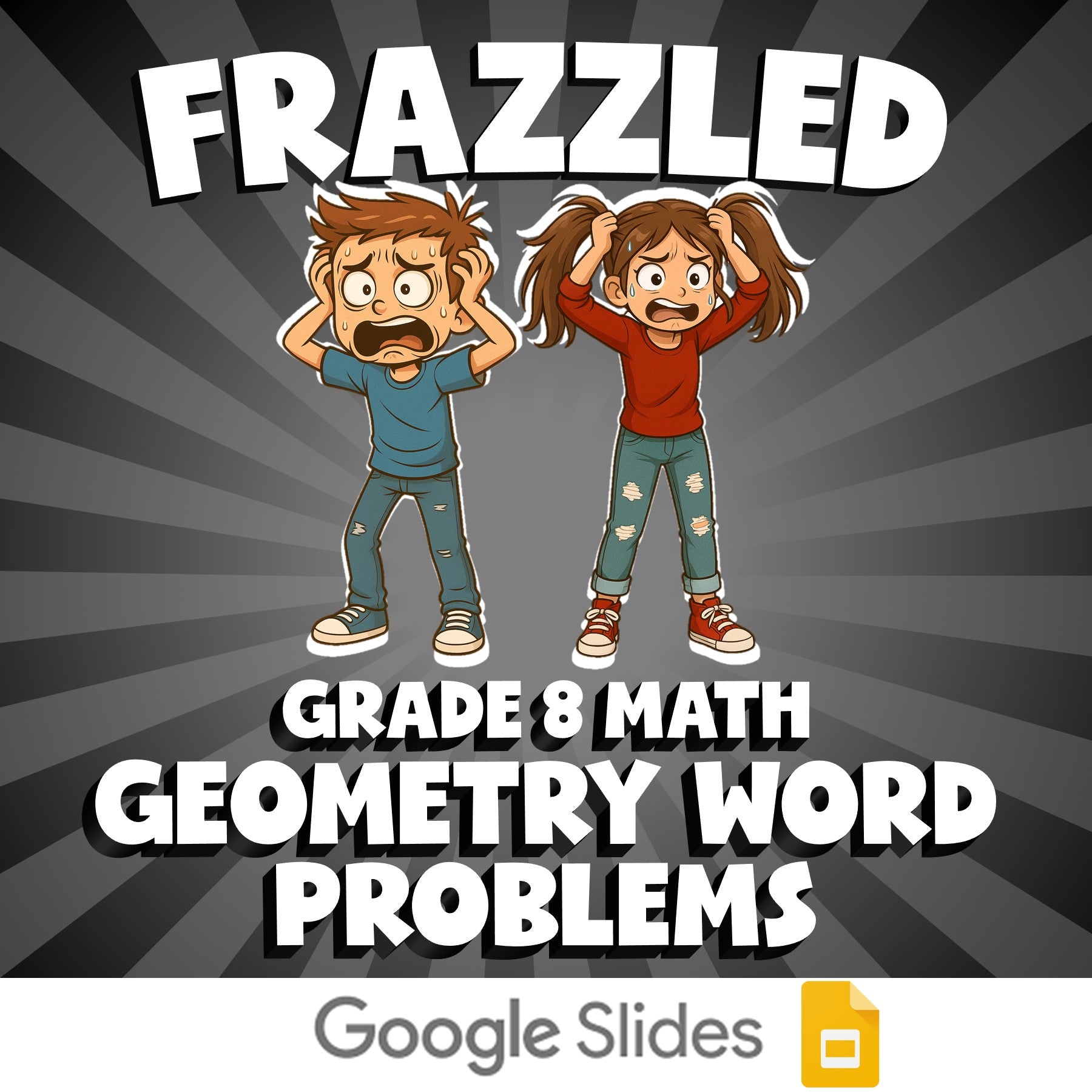 Geometry Word Problems FRAZZLED Math Game - No Prep Grade 8 Review Activity