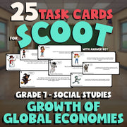 Growth of Global Economies SCOOT TASK CARDS Socials Game - No Prep Grade 7