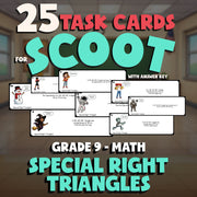 Special Right Triangles SCOOT TASK CARDS Math Game - No Prep Grade 9 Review