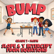 Slope & Y Intercept from Equations BUMP Math Game - No Prep Grade 7 Review