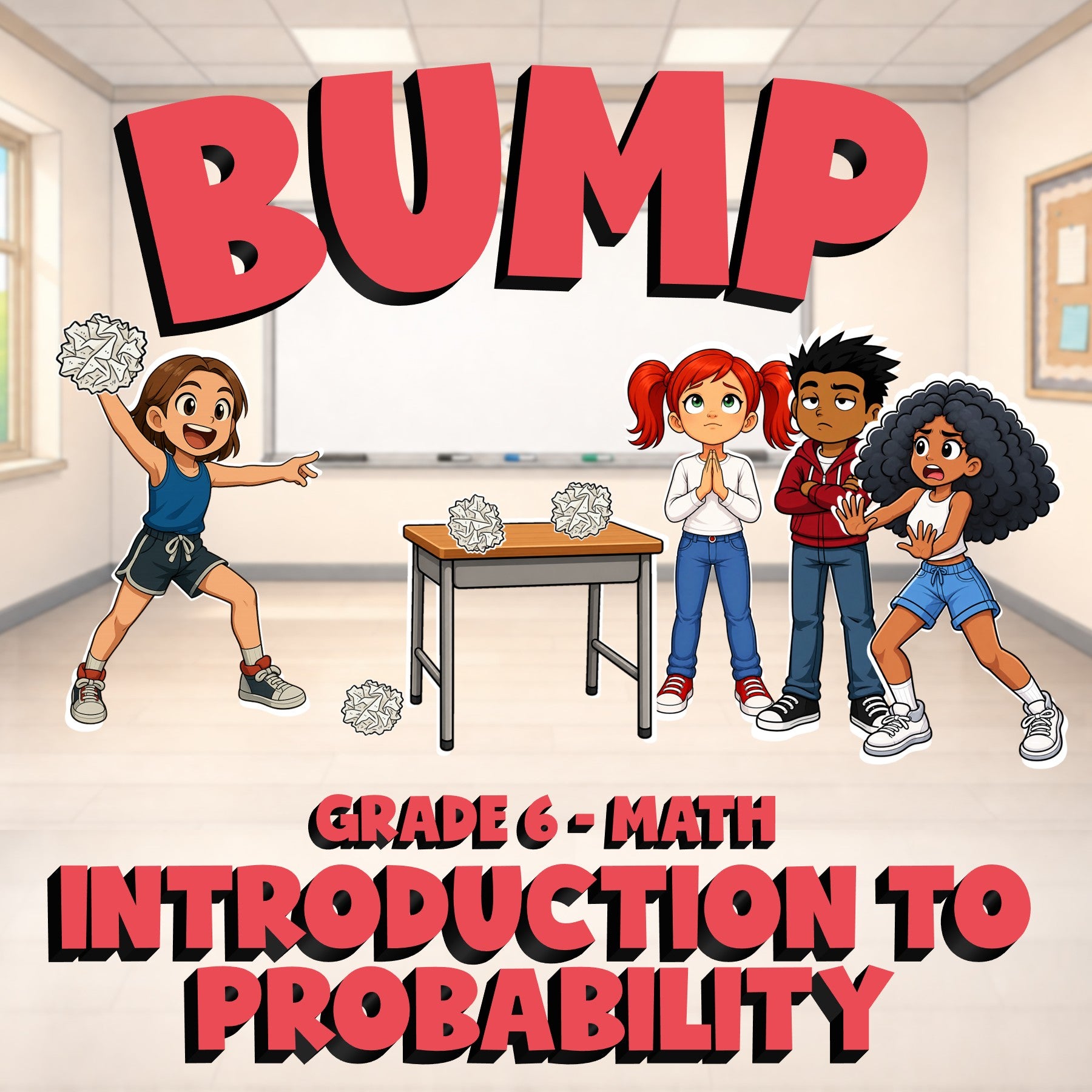 Introduction to Probability BUMP Math Game - No Prep Grade 6 Review Activity