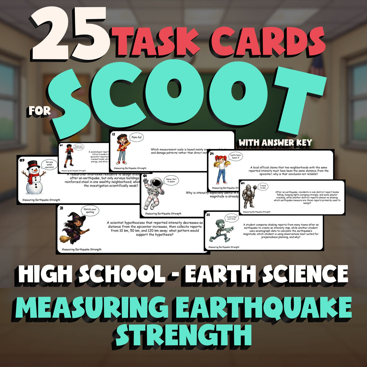 Measuring Earthquake Strength SCOOT TASK CARDS Game - No Prep Earth Science